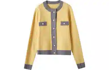 【dme】 简约休闲单排扣撞色针织衫 女款