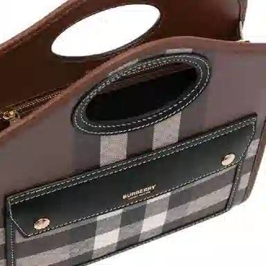 Burberry Check Pattern Shoulder Bag Brown