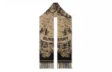 Burberry Equestrian Knight Logo Cashmere Scarf