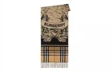 Burberry Equestrian Knight Logo Cashmere Scarf