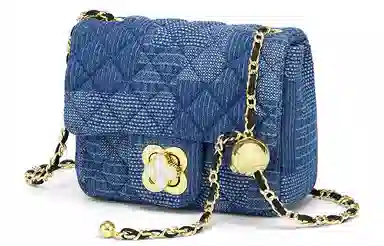 马莎兰缇 新款个性小众设计小金球菱格撞色拼接时尚通勤户外出行大容量 超纤合成革 单肩包斜挎包 常规 女款 牛仔蓝