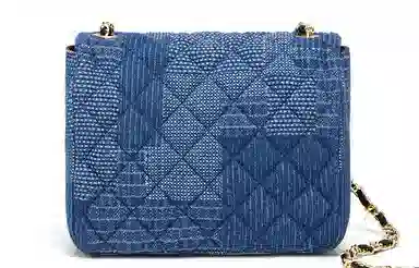 马莎兰缇 新款个性小众设计小金球菱格撞色拼接时尚通勤户外出行大容量 超纤合成革 单肩包斜挎包 常规 女款 牛仔蓝