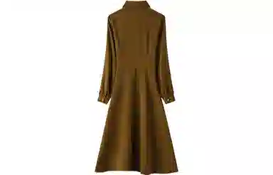 恒源祥 雪纺裙子娃娃领长袖连衣裙 姜黄色