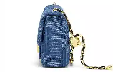 马莎兰缇 新款个性小众设计小金球菱格撞色拼接时尚通勤户外出行大容量 超纤合成革 单肩包斜挎包 常规 女款 牛仔蓝