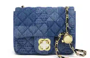 马莎兰缇 新款个性小众设计小金球菱格撞色拼接时尚通勤户外出行大容量 超纤合成革 单肩包斜挎包 常规 女款 牛仔蓝