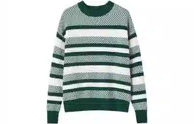 【dme】 条纹圆领长袖针织衫 女款 绿白条纹
