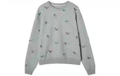 【dme】 动物图案绣花满印圆领落肩宽松卫衣 女款