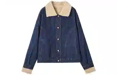 【dme】 拼接复古牛仔夹克外套 女款 深牛仔蓝