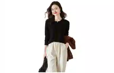 【dme】 休闲纯色圆领长袖针织衫女款