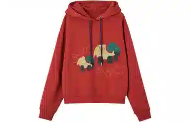 【dme】 纯色宽松连帽长袖卫衣 女款 红色