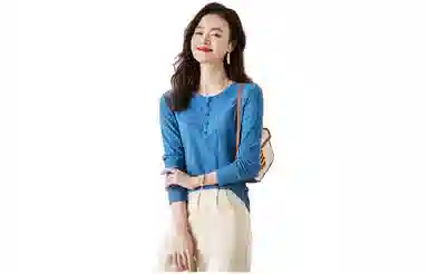 【dme】 休闲纯色圆领长袖针织衫女款