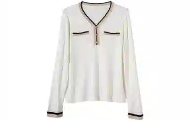 【dme】 简约休闲撞色套头针织衫 女款 米白