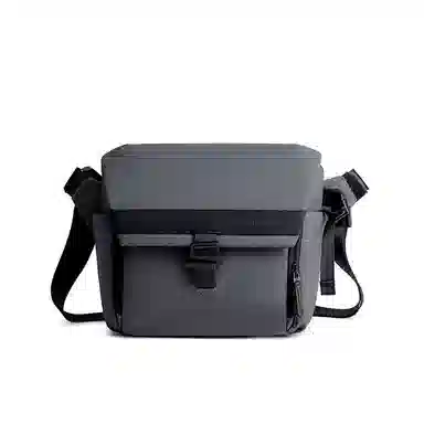 北极猎人 微单单反专业佳能索尼尼康个性机能风骑行 涤纶 邮差包收纳包相机包机车包小背包摄影包 中号 男女同款情侣款 黑色/灰色