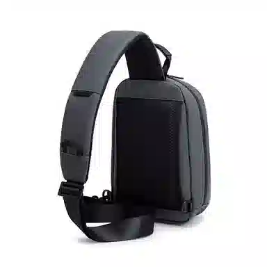 北极猎人 时尚防水潮流 涤纶 单肩斜挎包胸包腰包 中号 男女同款情侣款 黑色/灰色