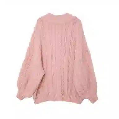 SUNSUNTOWN V-Neck Sweater Pink Loose Fit