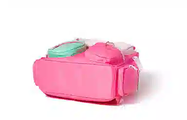 音魅 出游高中生大容量 尼龙布 书包背包双肩包 大号 女款 米白/粉色