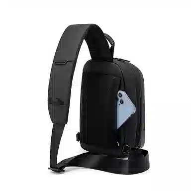 北极猎人 时尚防水潮流 涤纶 单肩斜挎包胸包腰包 中号 男女同款情侣款 黑色/灰色