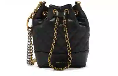 Charles & Keith Quilted Chain Shoulder Bag Black/Ivory