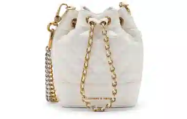 Charles & Keith Quilted Chain Shoulder Bag Black/Ivory