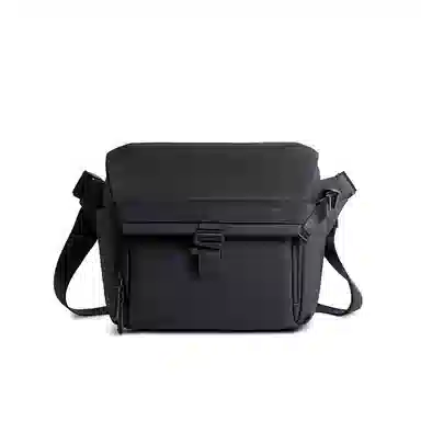 北极猎人 微单单反专业佳能索尼尼康个性机能风骑行 涤纶 邮差包收纳包相机包机车包小背包摄影包 中号 男女同款情侣款 黑色/灰色