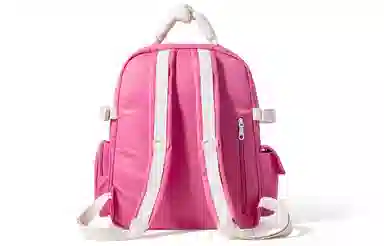 音魅 出游高中生大容量 尼龙布 书包背包双肩包 大号 女款 米白/粉色