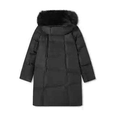 森马 纯色长款毛领连帽宽松羽绒服 女款