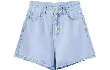 花栗鼠小姐 纯色高腰直筒牛仔短裤 女款