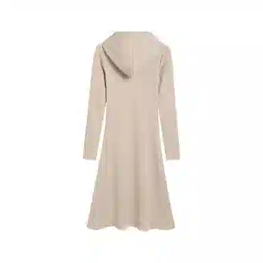 冰淇淋与鲸 纯色连帽收腰针织长袖连衣裙
