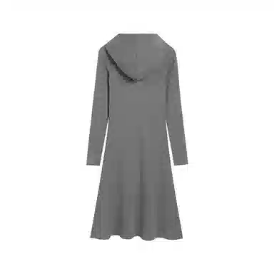 冰淇淋与鲸 纯色连帽收腰针织长袖连衣裙