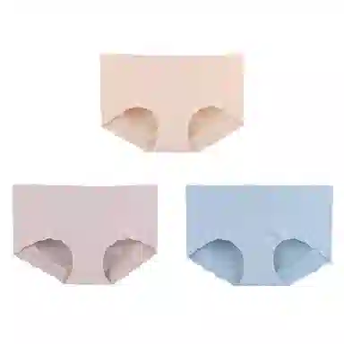 内在密码 无痕三角内裤女中腰大码女士蚕丝底裆透气底裤薄款蜜桃不夹臀