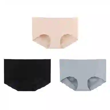 内在密码 无痕三角内裤女中腰大码女士蚕丝底裆透气底裤薄款蜜桃不夹臀