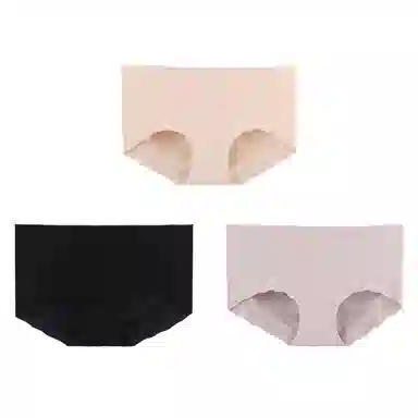 内在密码 无痕三角内裤女中腰大码女士蚕丝底裆透气底裤薄款蜜桃不夹臀
