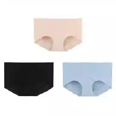 内在密码 无痕三角内裤女中腰大码女士蚕丝底裆透气底裤薄款蜜桃不夹臀