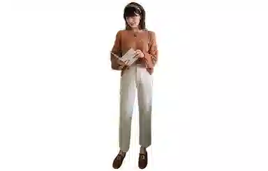 花栗鼠小姐 宽松镂空圆领针织衫 女款