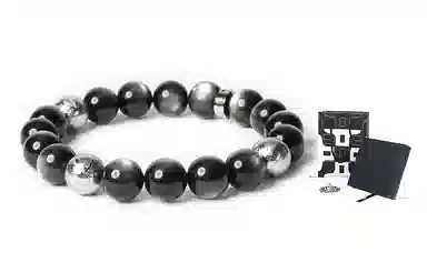 FOUNDIN Silver Obsidian Bracelet