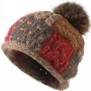 KENMONT Plaid Pom Pom Beanie