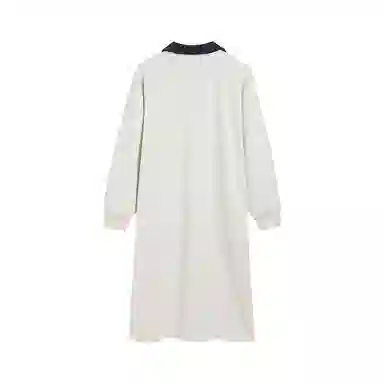 冰淇淋与鲸 休闲宽松开叉长袖连衣裙 燕麦灰色