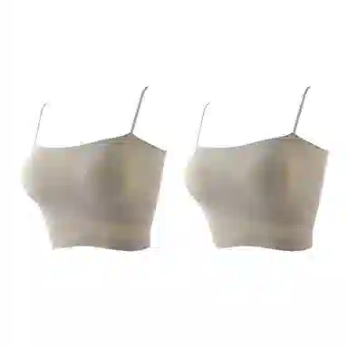 浪莎 一字肩纯色薄款防走光内搭带胸垫裹胸舒适无钢圈上托侧收防下垂美背吊带背心一体无痕文胸 女款