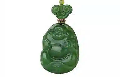 玉说 和田玉佛公 碧玉菠菜绿大肚弥勒佛 和田玉 和田玉吊坠 女款 碧玉
