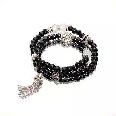 饰伴 新中式铜钱 转运珠 国潮 复古双层飞戴多圈几何流苏 甜蜜饰爱 合金 手串 男女同款情侣款