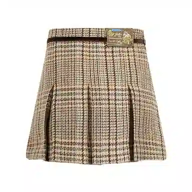 Valeria Obbaco VO Creative Series Wool Pleated Skirt Brown