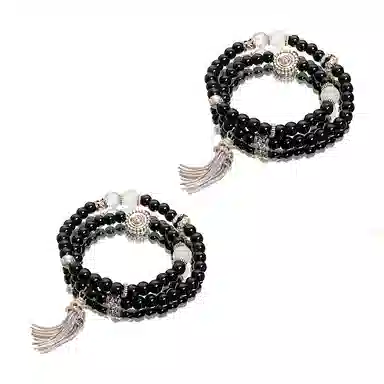 饰伴 新中式铜钱 转运珠 国潮 复古双层飞戴多圈几何流苏 甜蜜饰爱 合金 手串 男女同款情侣款