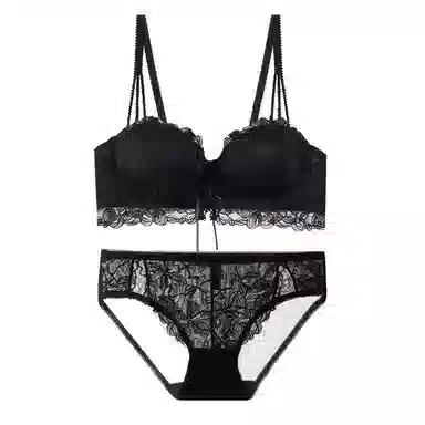 内在密码 聚拢小胸显大性感纯欲二分之一半杯加厚蕾丝内衣裤套装 女款