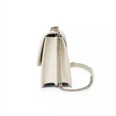 稻草人 时尚百搭通勤 牛皮拼超纤合成革 单肩斜挎包 女款 黑色/米白