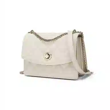 稻草人 时尚百搭通勤 牛皮拼超纤合成革 单肩斜挎包 女款 黑色/米白