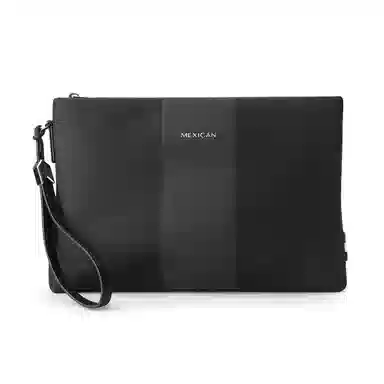 稻草人 大容量新款休闲织物 帆布 手包信封卡包钱包一体手拿包 男款 纯黑色