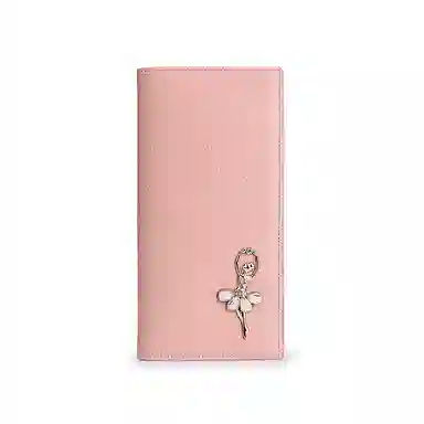 稻草人 时尚韩版甜美多功能 牛皮 钱包 女款 黑色/粉红/米白