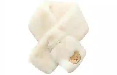 优幽兰 秋冬季纯色百搭休闲时尚防风防寒加厚保暖潮流刺绣小熊清新甜美学生闺蜜穿搭 仿皮草 绒线围巾围脖 女款