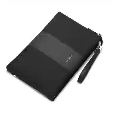 稻草人 大容量新款休闲织物 帆布 手包信封卡包钱包一体手拿包 男款 纯黑色