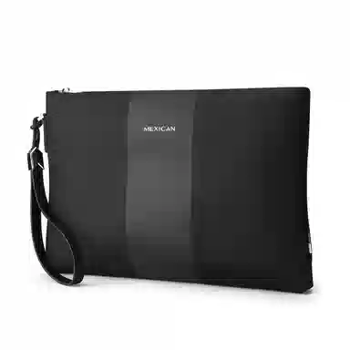 稻草人 大容量新款休闲织物 帆布 手包信封卡包钱包一体手拿包 男款 纯黑色